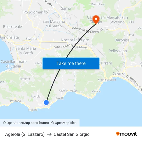 Agerola (St. Lazarus) to Castel San Giorgio map