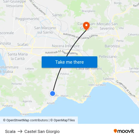 Scala to Castel San Giorgio map