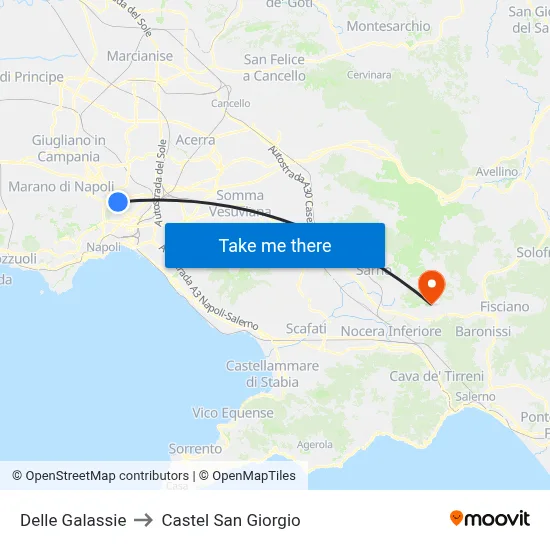 Galaxy Street to Castel San Giorgio map