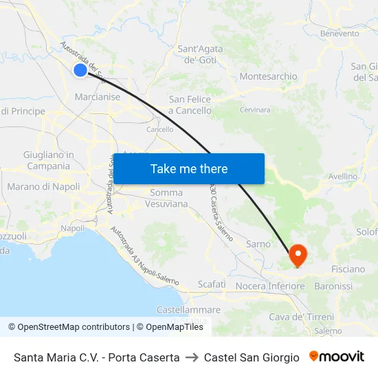 Santa Maria C.V. - Porta Caserta to Castel San Giorgio map