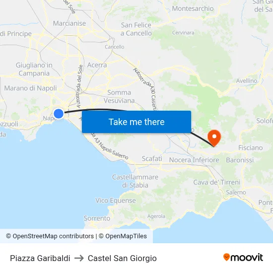 Garibaldi Square to Castel San Giorgio map