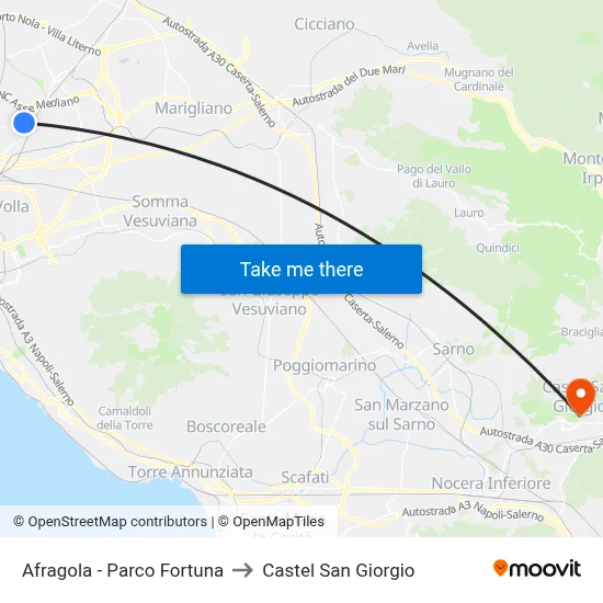 Afragola - Fortuna Park to Castel San Giorgio map