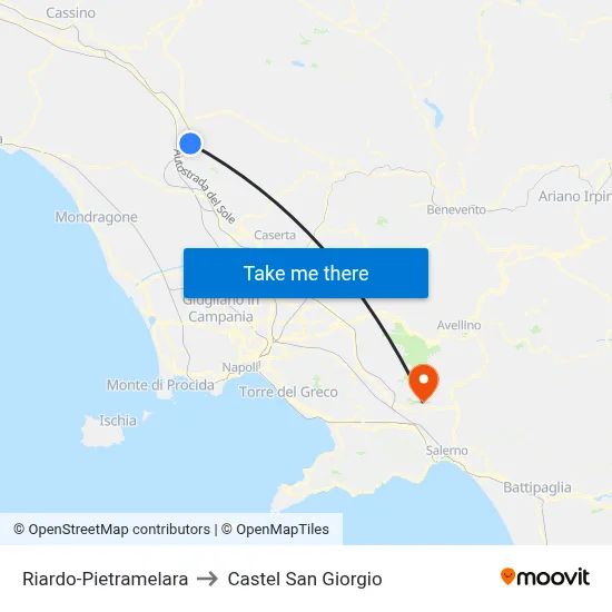 Riardo-Pietramelara to Castel San Giorgio map