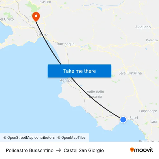 Policastro Bussentino to Castel San Giorgio map