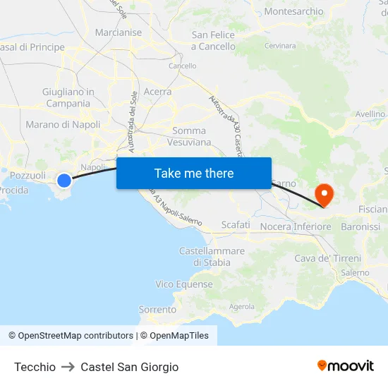 Tecchio to Castel San Giorgio map