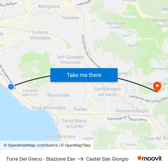 Torre Del Greco - Stazione Eav to Castel San Giorgio map