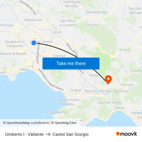 Umberto I - Vallante to Castel San Giorgio map