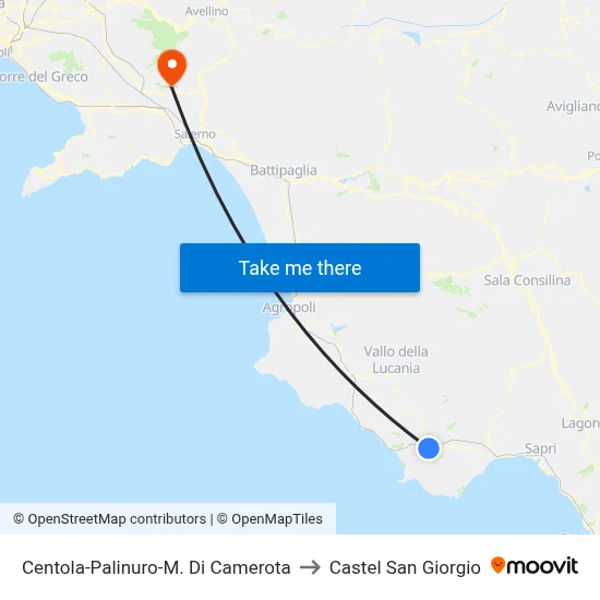 Centola-Palinuro-Marina Di Camerota to Castel San Giorgio map
