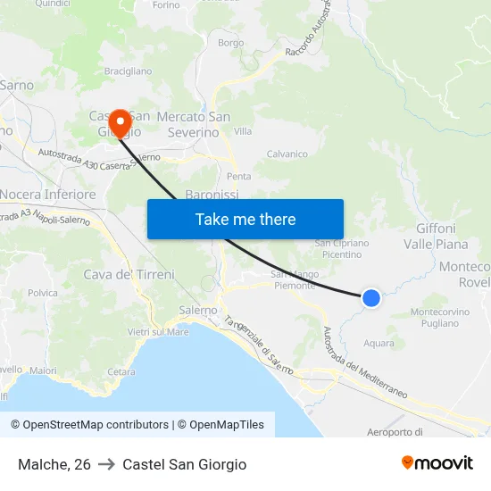 Malche 26 to Castel San Giorgio map