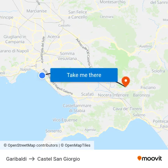 Garibaldi to Castel San Giorgio map