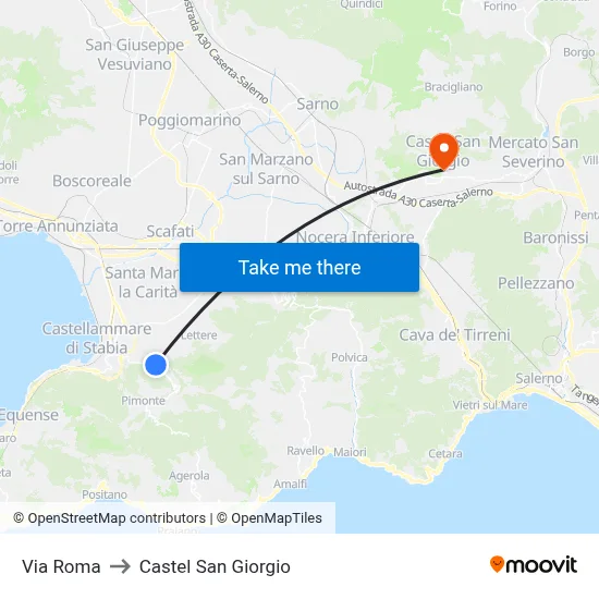 Via Roma to Castel San Giorgio map