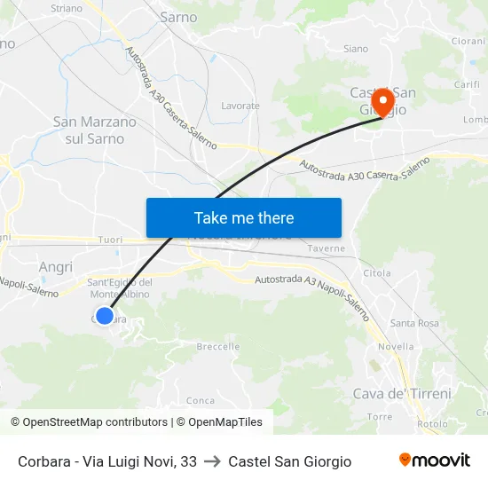 Corbara - Luigi Novi Street, 33 to Castel San Giorgio map