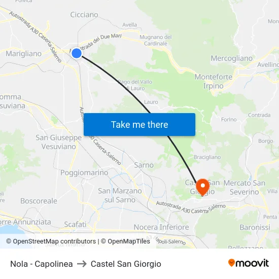 Nola - Capolinea to Castel San Giorgio map