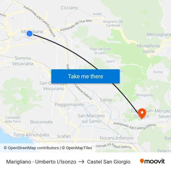 Marigliano - Umberto I/Isonzo to Castel San Giorgio map