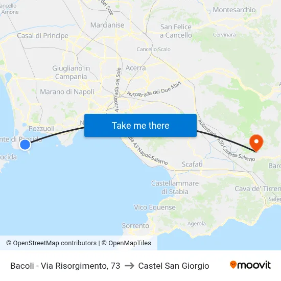 Bacoli - Via Risorgimento, 73 to Castel San Giorgio map