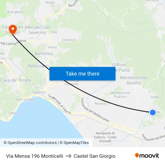 Via Mensa 196 Monticelli to Castel San Giorgio map