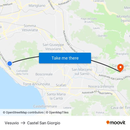 Vesuvio to Castel San Giorgio map