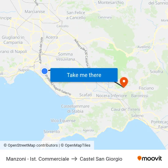 Manzoni - Commercial Institute to Castel San Giorgio map