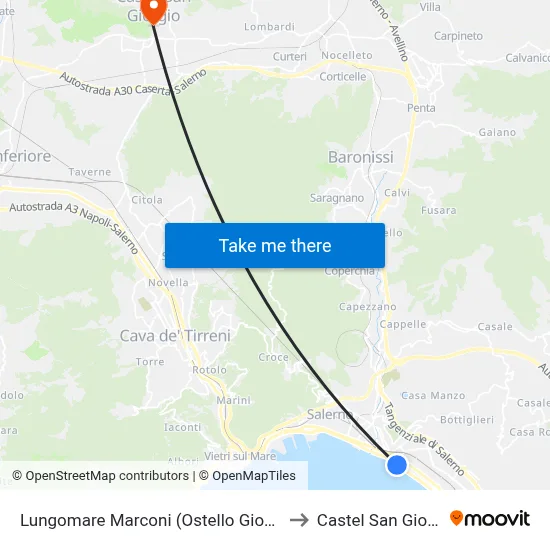 Lungomare Marconi (Ostello Gioventù) to Castel San Giorgio map