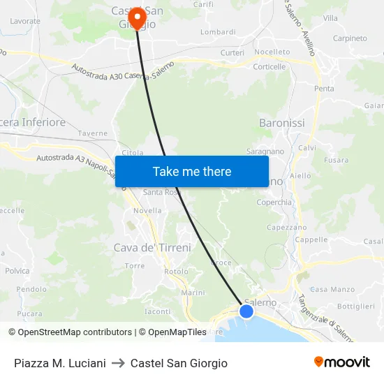 Piazza M. Luciani to Castel San Giorgio map