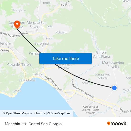 Macchia to Castel San Giorgio map