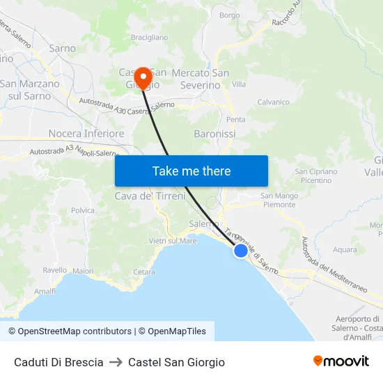 Caduti Di Brescia to Castel San Giorgio map