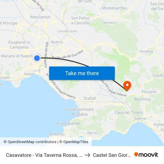 Casavatore - Via Taverna Rossa, 153 to Castel San Giorgio map