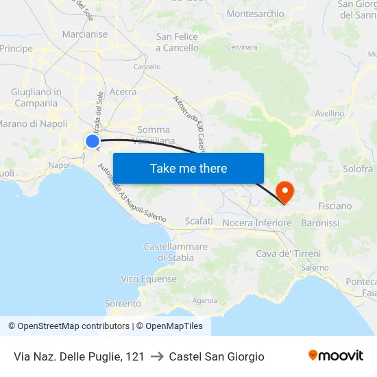 Via Nazionale Delle Puglie, 121 to Castel San Giorgio map