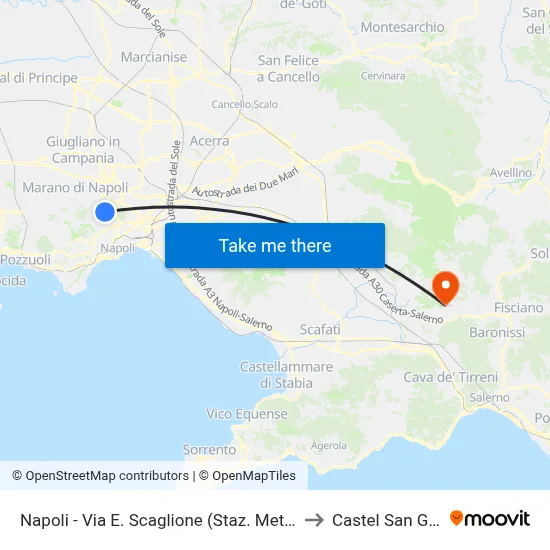 Napoli - Via E. Scaglione (Staz. Metrò Frullone) to Castel San Giorgio map