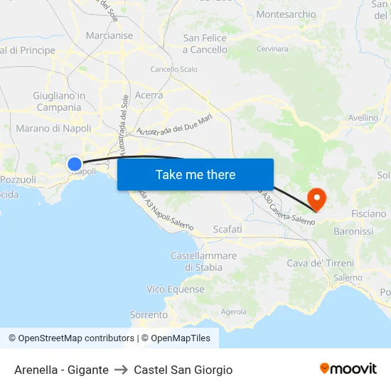Arenella - Gigante to Castel San Giorgio map