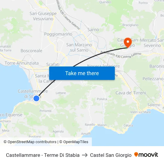 Castellammare - Stabia Thermal Baths to Castel San Giorgio map