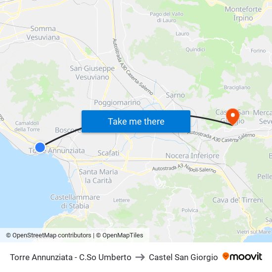Torre Annunziata - C.So Umberto to Castel San Giorgio map