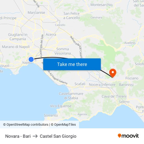Novara - Bari to Castel San Giorgio map