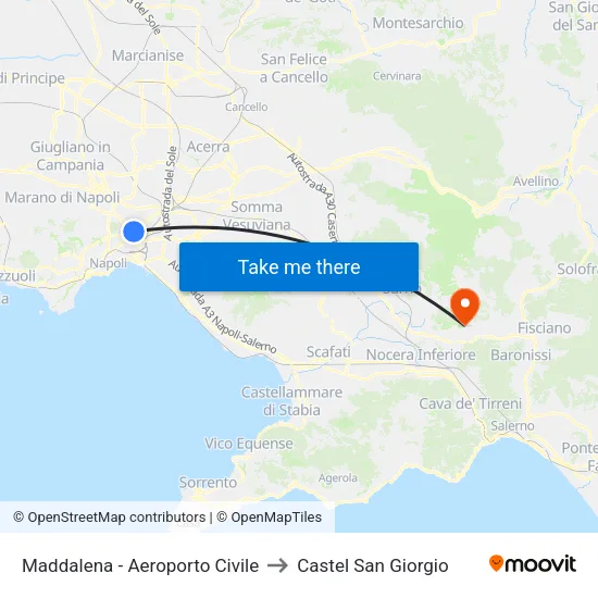 Maddalena - Aeroporto Civile to Castel San Giorgio map