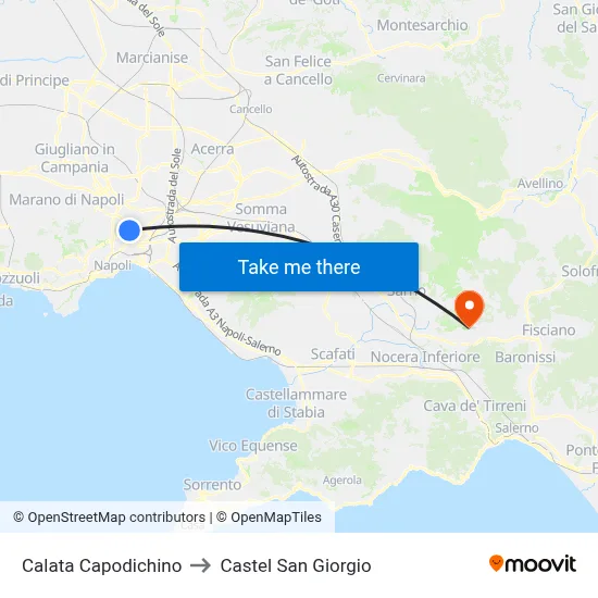 Calata Capodichino to Castel San Giorgio map
