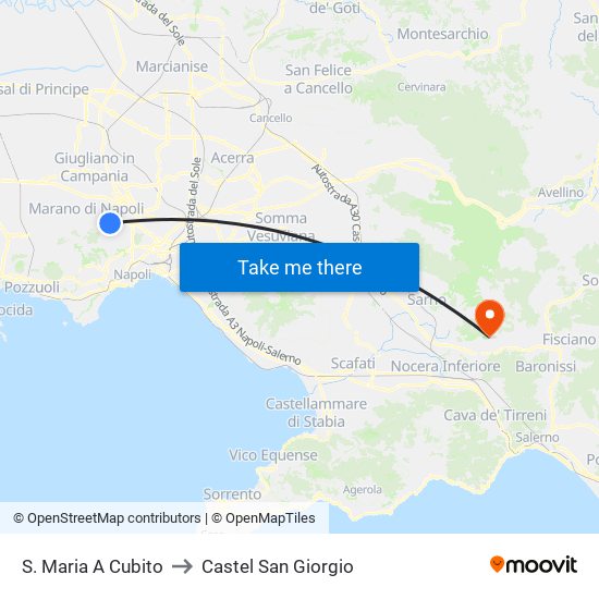 S. Maria A Cubito to Castel San Giorgio map