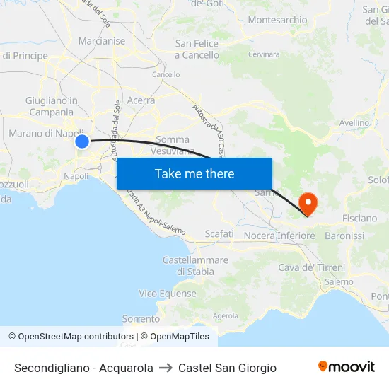 Secondigliano - Acquarola to Castel San Giorgio map