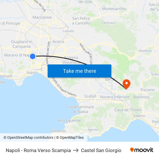 Napoli - Roma Verso Scampia to Castel San Giorgio map