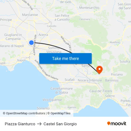 Gianturco Square to Castel San Giorgio map