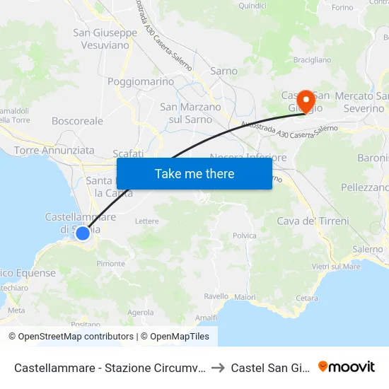 Castellammare - Stazione Circumvesuviana to Castel San Giorgio map