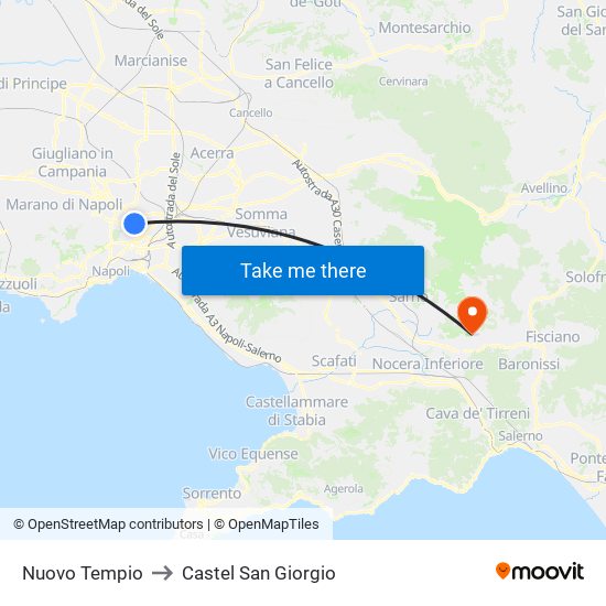 Nuovo Tempio to Castel San Giorgio map