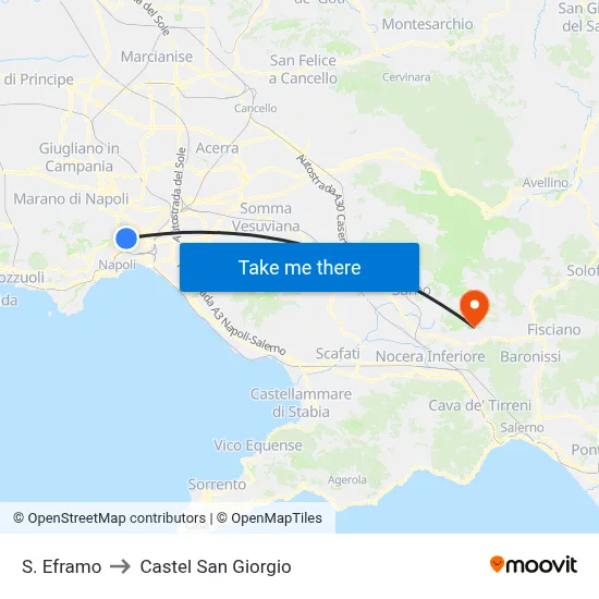St. Eframo to Castel San Giorgio map
