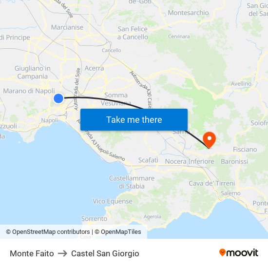 Monte Faito to Castel San Giorgio map