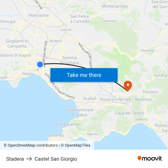Stadera to Castel San Giorgio map