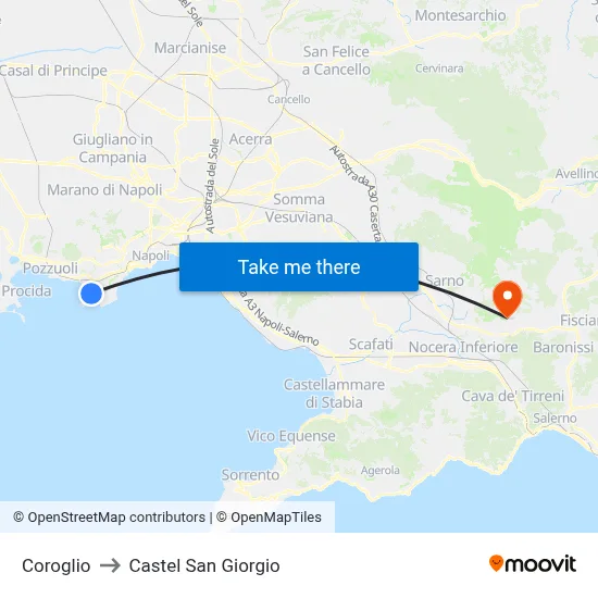 Coroglio to Castel San Giorgio map