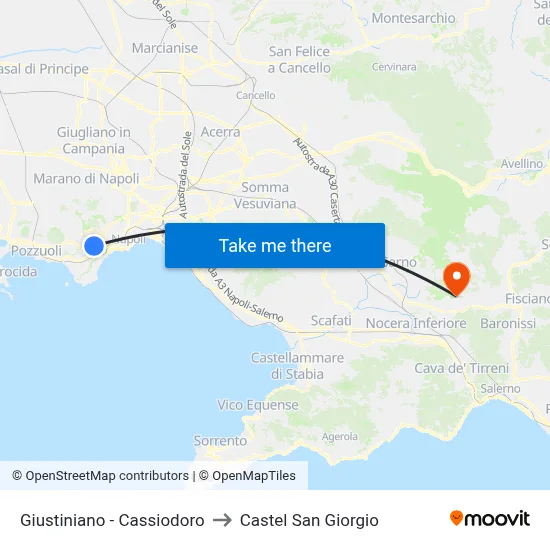 Giustiniano - Cassiodoro to Castel San Giorgio map