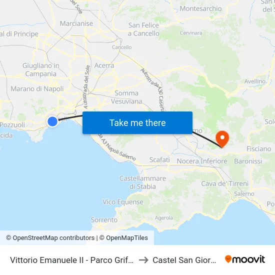 Vittorio Emanuele II - Grifeo Park to Castel San Giorgio map