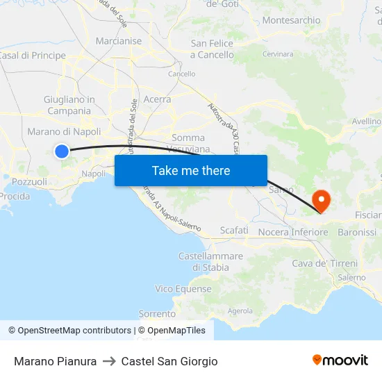 Marano Pianura to Castel San Giorgio map