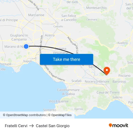 Cervi Brothers to Castel San Giorgio map