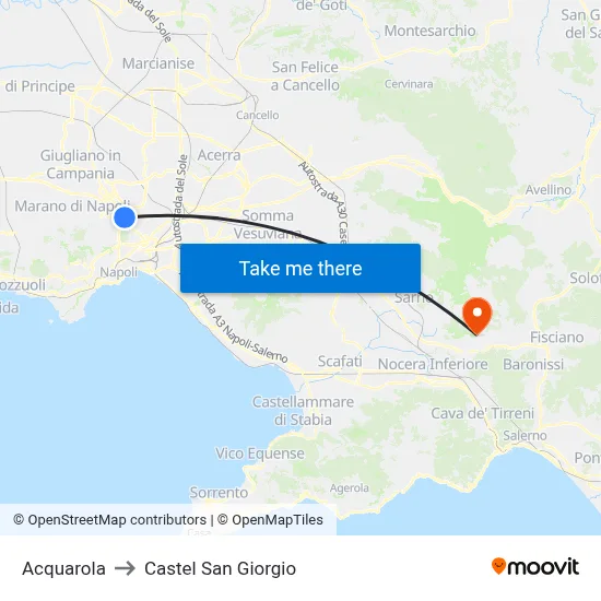 Acquarola to Castel San Giorgio map